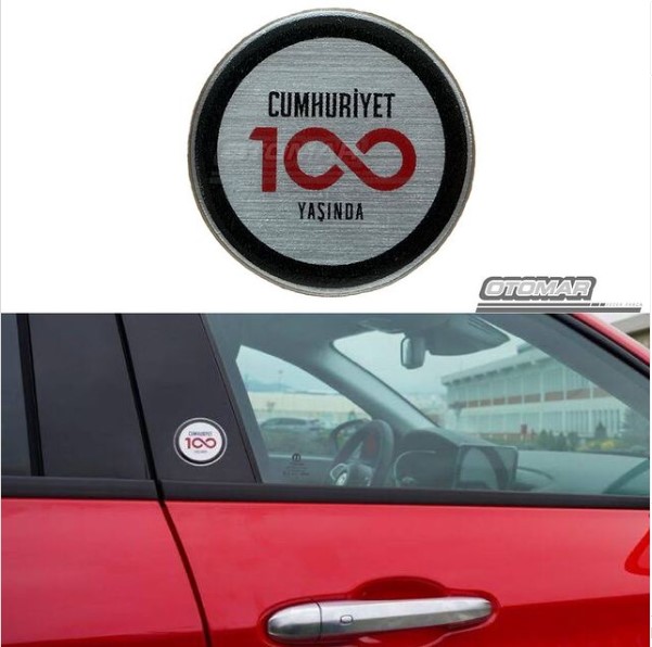 Cumhuriyet 100 Yaşında Logo Direk Sticker 2023 | DOBLO/FIORINO/EGEA